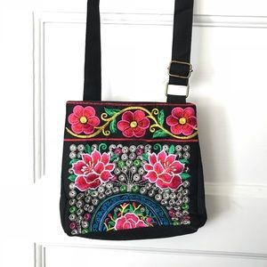 Floral stitched purse